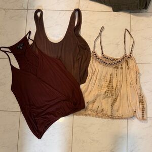 3-Pack Women’s Tank & Cami Set - Maroon, Brown, Cream